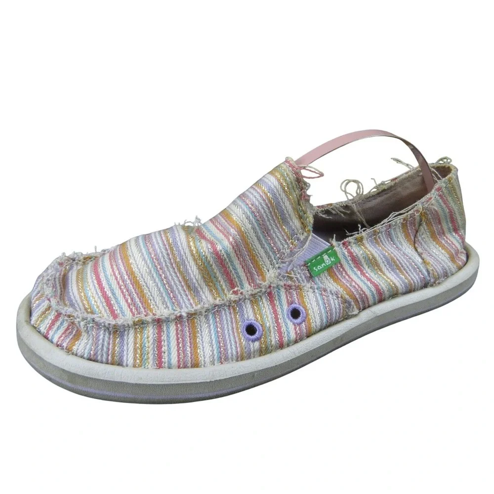 Sanuk Donna ST Summer Cord Girls 5 Multicolor Textile Slip-On Casual Beach Shoes